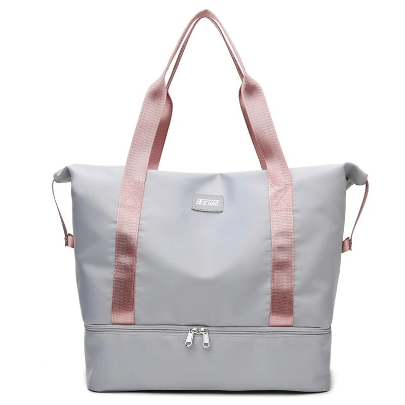 Nylon Gym Duffel with Wet-Dry and Shoe Storage Gray color SKU reference