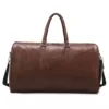 PU Travel Duffel with Independent Shoe Compartment Deep brown color SKU reference