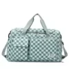 Checkered Gym Duffel with Dry-Wet and Shoe Compartments Green color SKU reference