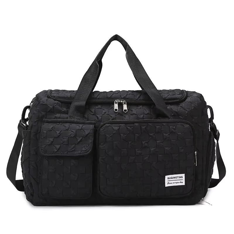 Checkered Gym & Travel Duffel with Shoe Compartment Black color SKU reference