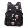 Cartoon Oxford Maternity Backpack with Insulated Bottle Pocket Black color SKU reference