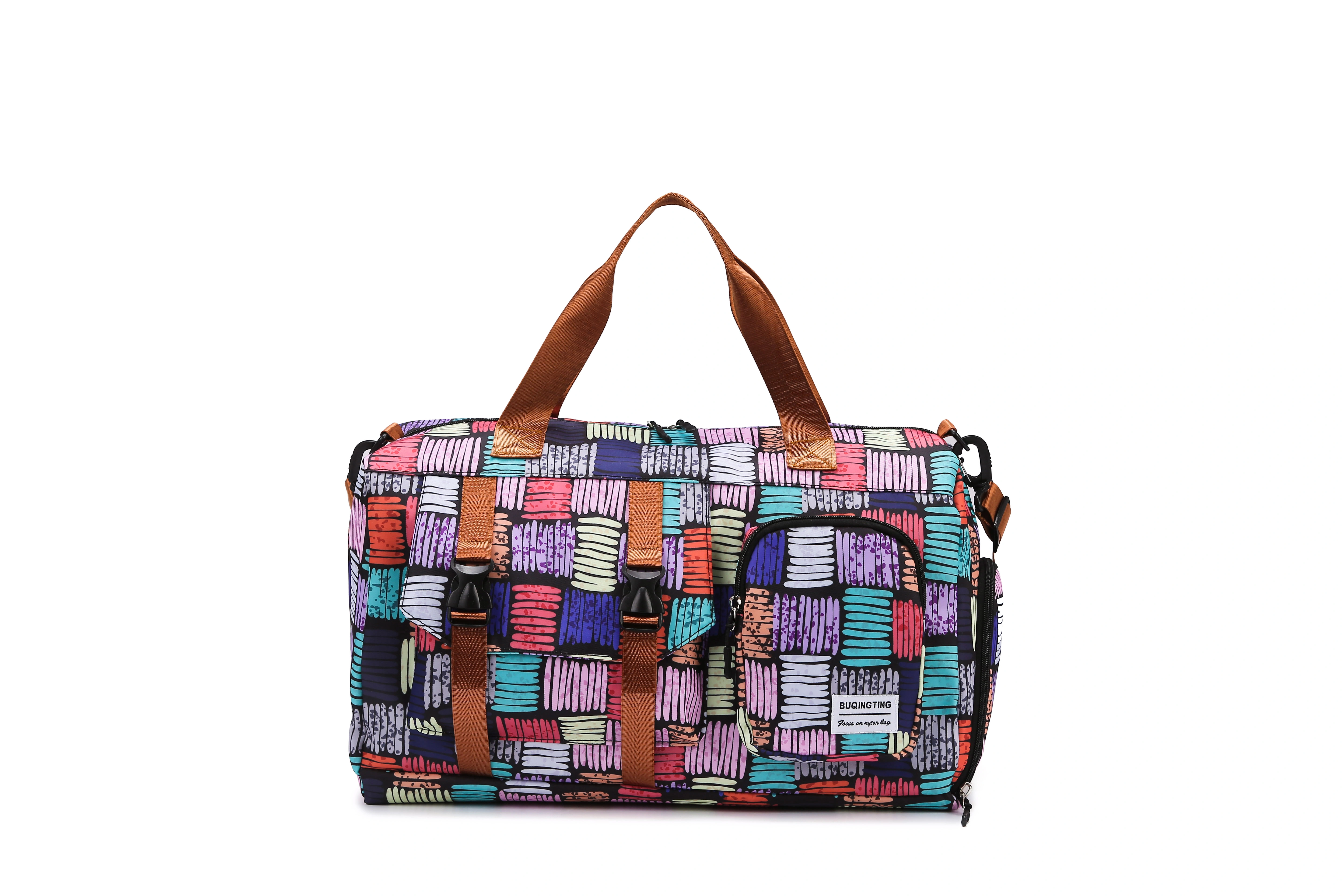 Animal-Print Travel Duffel with Shoe Compartment Brown color SKU reference