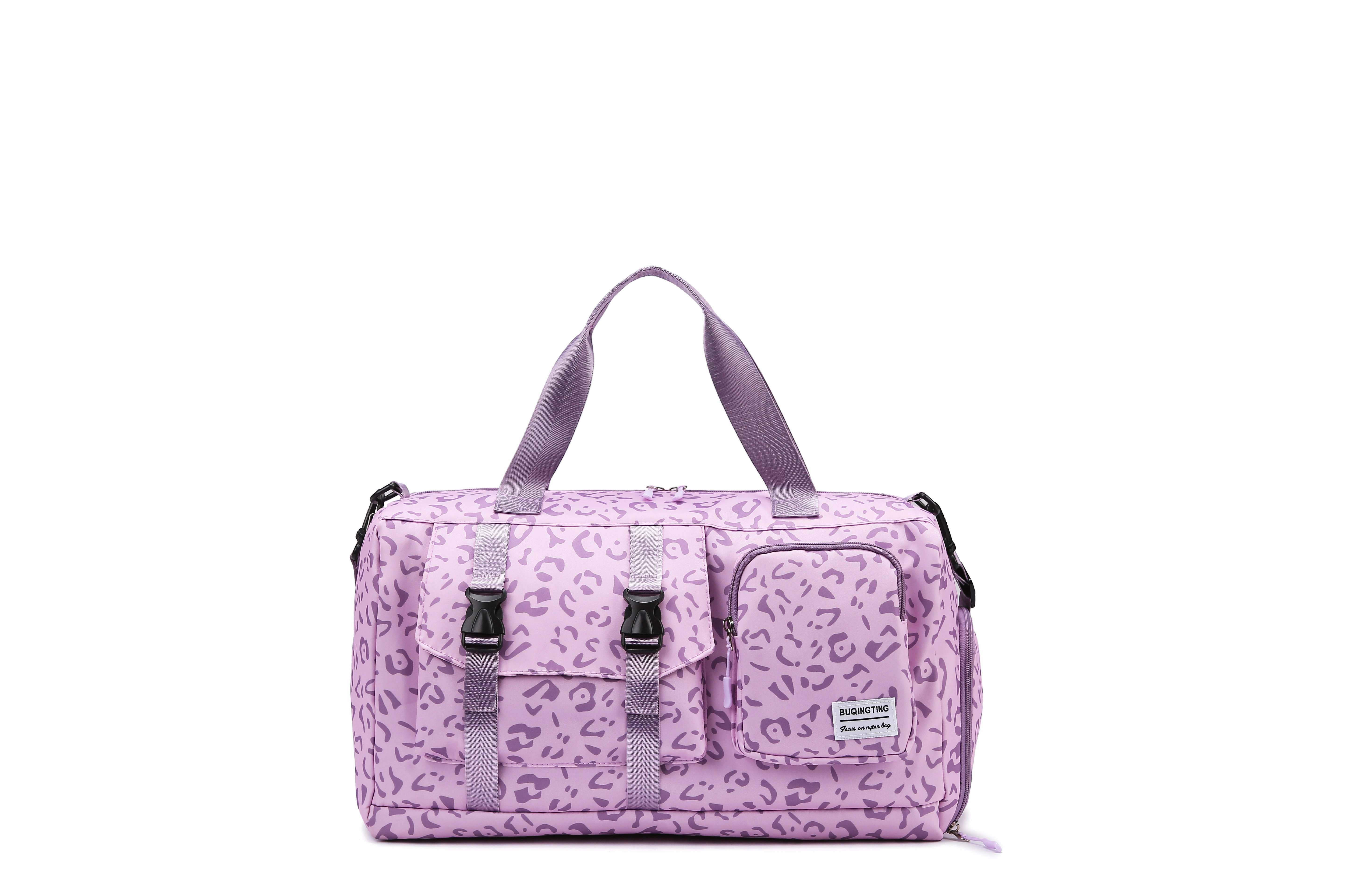 Animal-Print Travel Duffel with Shoe Compartment Purple color SKU reference