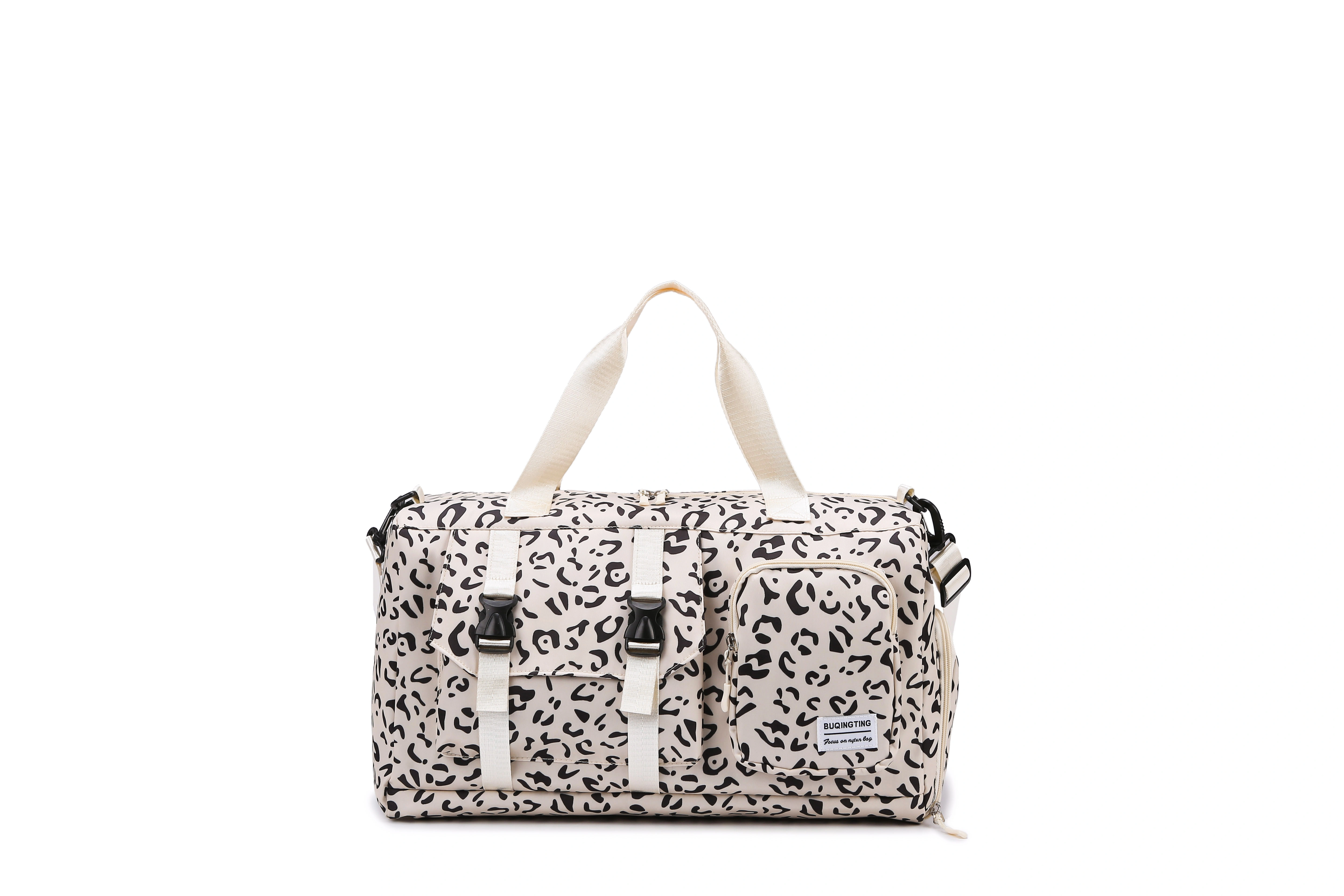 Animal-Print Travel Duffel with Shoe Compartment White color SKU reference
