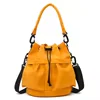 Multi-Pocket Nylon Bucket Shoulder Bag with Detachable Strap Gold color SKU reference