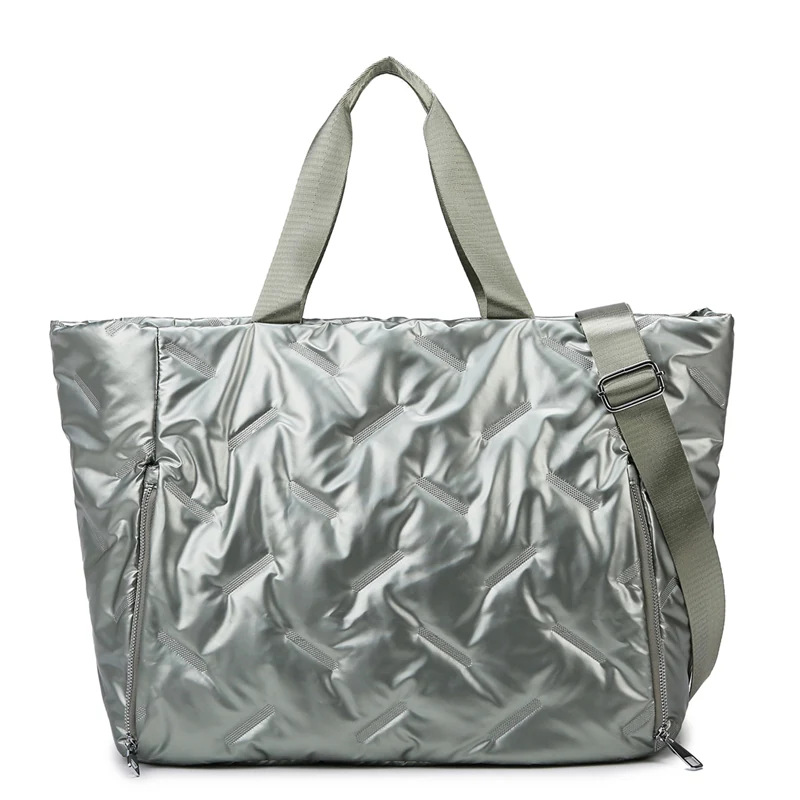 Holographic Quilted Gym Duffel with Yoga Mat Pocket Green color SKU reference