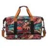 Maple-Leaf Print Oxford Travel Duffel with Shoe Pocket Red color SKU reference