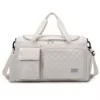 Quilted Gym Duffel with Front Pockets and Shoe Compartment White color SKU reference