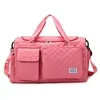 Quilted Gym Duffel with Front Pockets and Shoe Compartment Pink color SKU reference