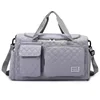 Quilted Gym Duffel with Front Pockets and Shoe Compartment Gray color SKU reference