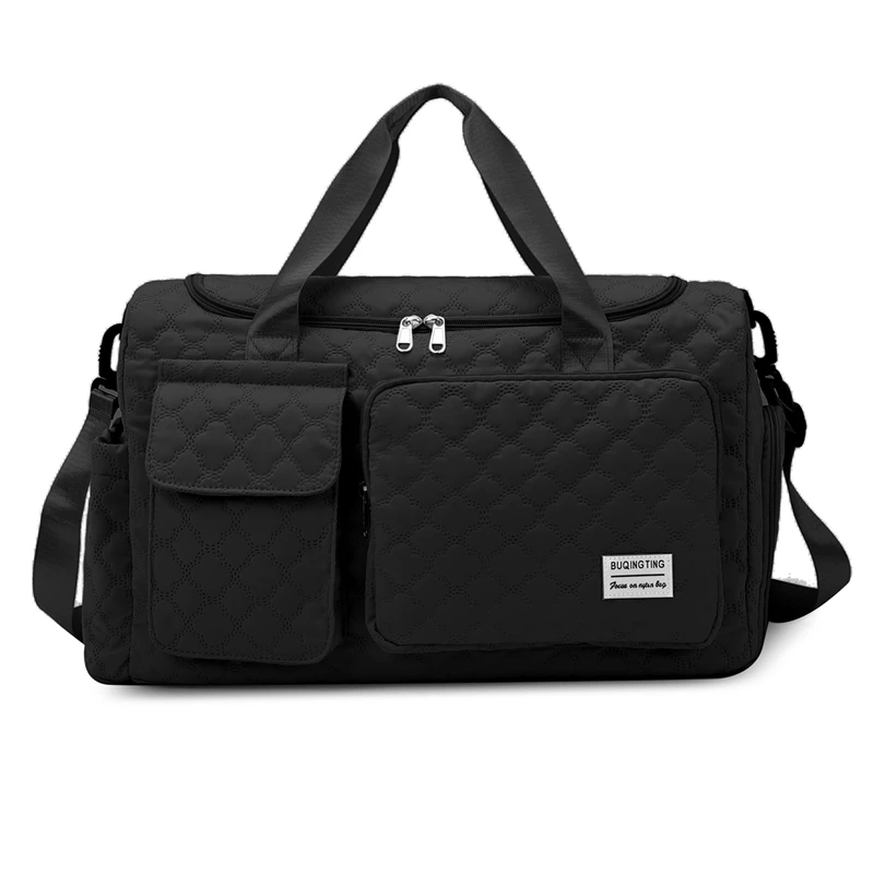 Quilted Gym & Travel Duffel with Shoe Compartment Black color SKU reference