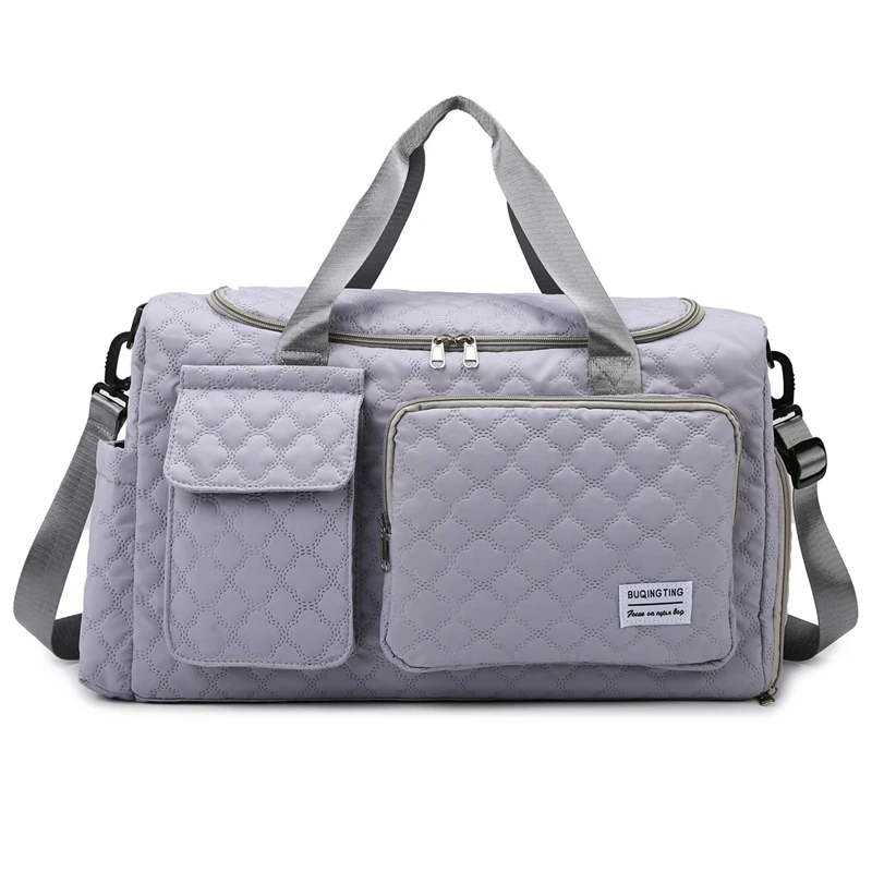 Quilted Gym & Travel Duffel with Shoe Compartment Gray color SKU reference