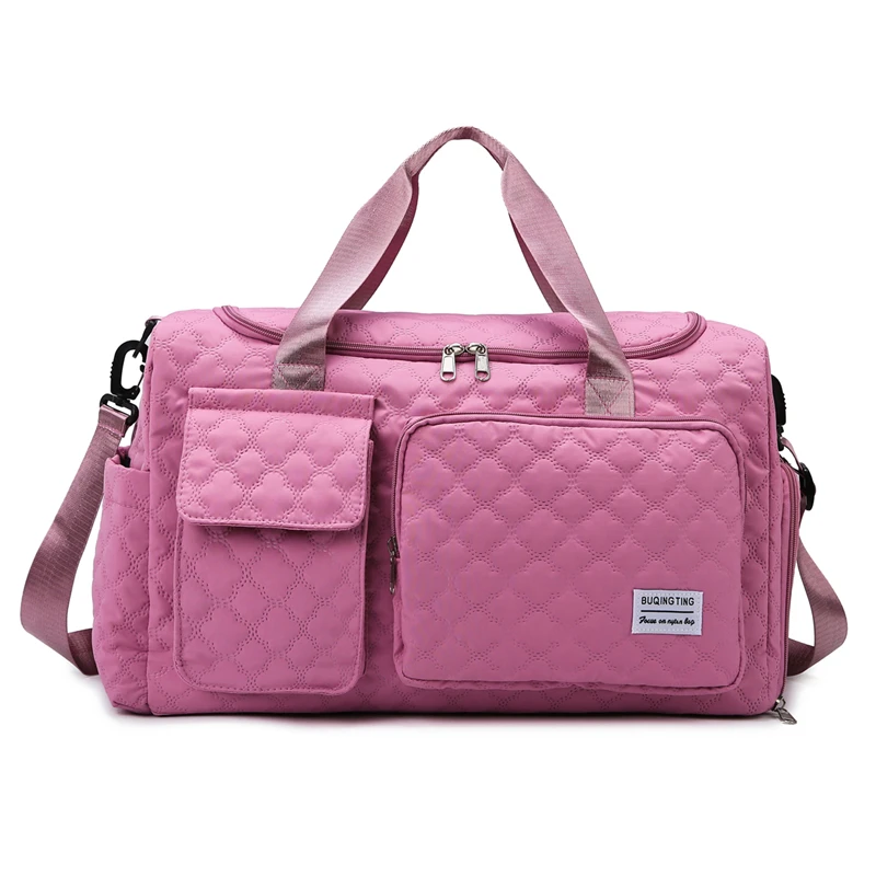 Quilted Gym & Travel Duffel with Shoe Compartment Pink 2 color SKU reference
