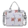 Oxford Diaper Tote with Animal Print & Multiple Pockets Milky white color SKU reference