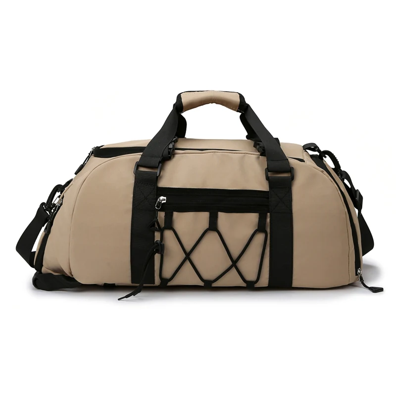 Drawstring Sports Duffel with Shoe Compartment Khaki color SKU reference