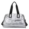 Quilted Puffer Gym Duffel with Shoe Compartment Silver color SKU reference