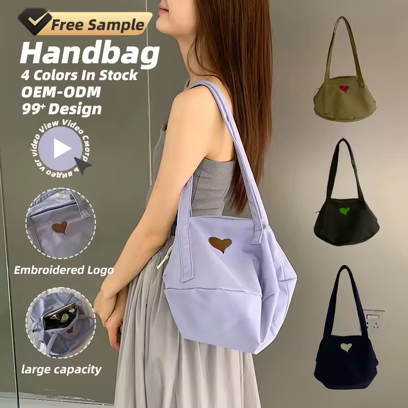 Canvas Square Tote with Love Embroidery product reference image