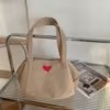 Canvas Square Tote with Love Embroidery Gold color SKU reference