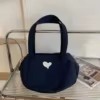Canvas Square Tote with Love Embroidery Navy color SKU reference