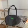 Canvas Square Tote with Love Embroidery Gray color SKU reference