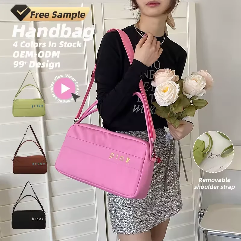 Canvas Zip-Top Crossbody Bag with Embroidered Detail product reference image