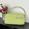 Canvas Zip-Top Crossbody Bag with Embroidered Detail Green color SKU reference