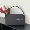 Canvas Zip-Top Crossbody Bag with Embroidered Detail Black color SKU reference