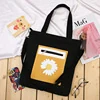 Canvas Shopper Tote with Side Zipper Pocket Black · design 1 color SKU reference