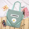 Canvas Shopper Tote with Side Zipper Pocket Light green · design 1 color SKU reference