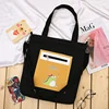Canvas Shopper Tote with Side Zipper Pocket Black · design 2 color SKU reference