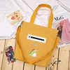 Canvas Shopper Tote with Side Zipper Pocket Yellow · design 2 color SKU reference
