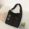 Lined Canvas Shopper Tote in Black or White Black color SKU reference