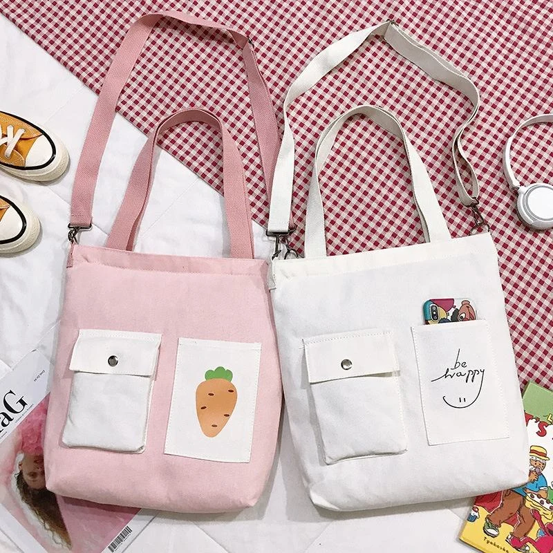 Custom-Logo Canvas Tote with Front Pocket product reference image