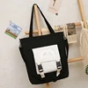 Canvas Shoulder Shopper with Two Custom Print Directions Black · print 2 color SKU reference