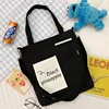 Cotton Canvas Tote with Front Graphic Pocket Black color SKU reference