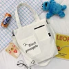 Cotton Canvas Tote with Front Graphic Pocket White color SKU reference