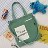 Cotton Canvas Tote with Front Graphic Pocket Light green color SKU reference
