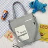Cotton Canvas Tote with Front Graphic Pocket Light gray color SKU reference