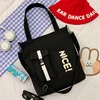 Canvas Shopper Tote with Multi-Pocket Details Black color SKU reference