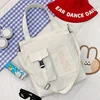 Canvas Shopper Tote with Multi-Pocket Details White color SKU reference