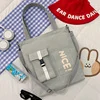 Canvas Shopper Tote with Multi-Pocket Details Silver color SKU reference