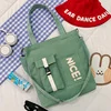 Canvas Shopper Tote with Multi-Pocket Details Light green color SKU reference