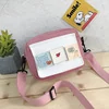 Embroidered Mini Canvas Crossbody Bag with Shoulder Strap Pink · design 1 color SKU reference