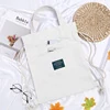 40 × 34 cm Embroidered Canvas Tote with Zip Closure White color SKU reference