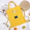 40 × 34 cm Embroidered Canvas Tote with Zip Closure Yellow color SKU reference