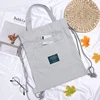 40 × 34 cm Embroidered Canvas Tote with Zip Closure Gray color SKU reference