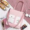 Custom-Printed Canvas Shopping Tote with Front Pocket Pink · design 1 color SKU reference