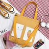 Custom-Printed Canvas Shopping Tote with Front Pocket Yellow · design 2 color SKU reference