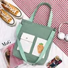 Custom-Printed Canvas Shopping Tote with Front Pocket Light green · design 2 color SKU reference