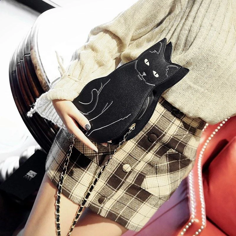 3D Black Cat PU Crossbody Bag product reference image